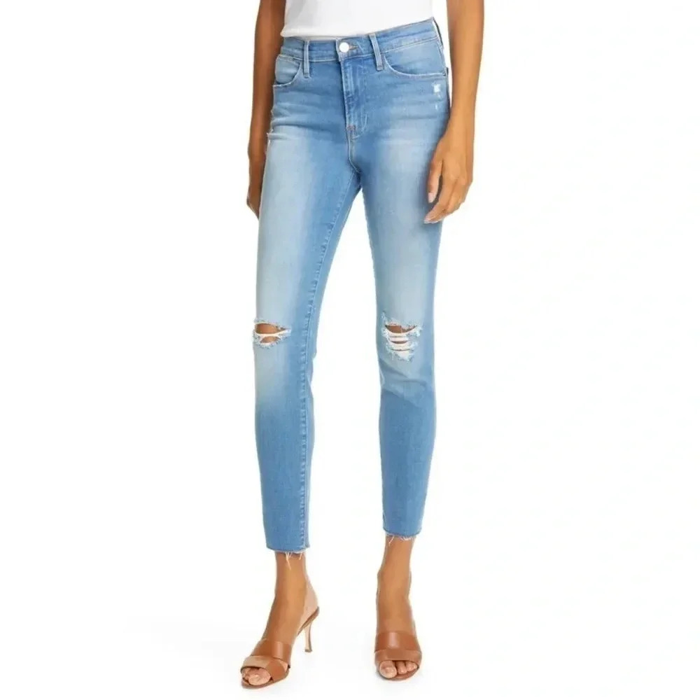 Frame Le High Skinny Fanning Rips Size 27 - Picture 1 of 9